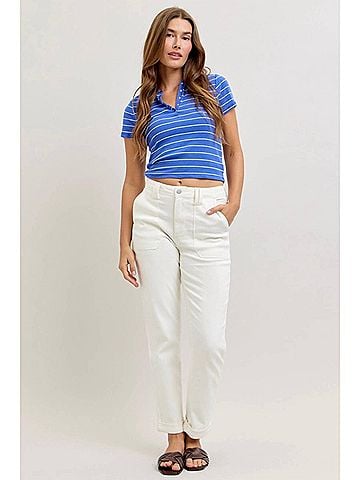 Judy Blue High Waist Aurora Weekender in White (view 2)