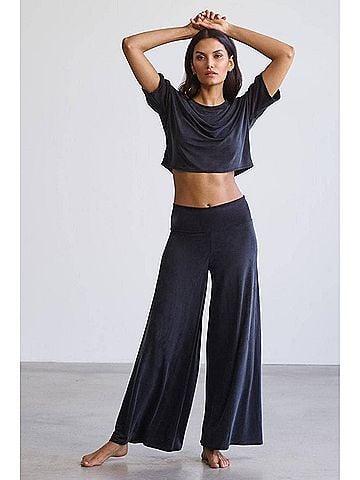 Commando Vegan Silk Wide Leg Pants in Black (view 2)