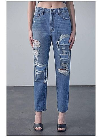 Hidden Jeans Tracey High Rise Straight Leg Jean in Dark Wash (view 2)