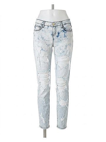 Hidden Jeans Women Bleached Bailey Distressed Ripped Skinny Fit Jeans in Light Blue (view 1)