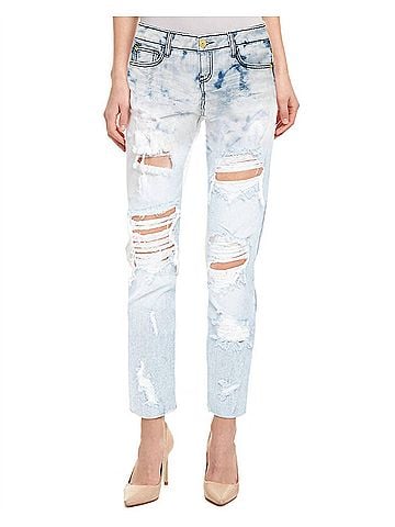 Hidden Jeans Women Bleached Bailey Distressed Ripped Skinny Fit Jeans in Light Blue (view 2)