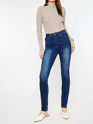 KANCAN JEANS High Rise Super Skinny Jeans in Dark Wash (view 2)