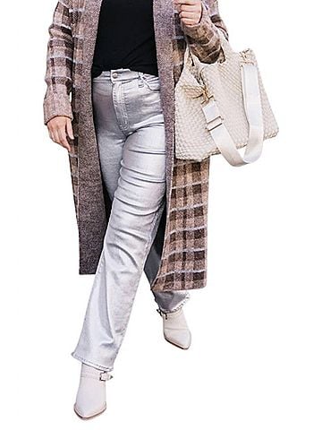 Daze Smarty Pants High Rise Slim in Coated Silver Bullet (view 2)