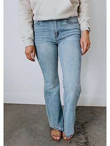 KANCAN JEANS High Waisted Flare Jean in Light Wash (view 2)