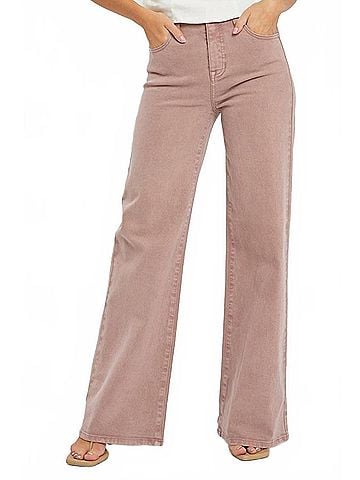 Risen Tummy Control Wide Leg Jean in Mauve (view 2)