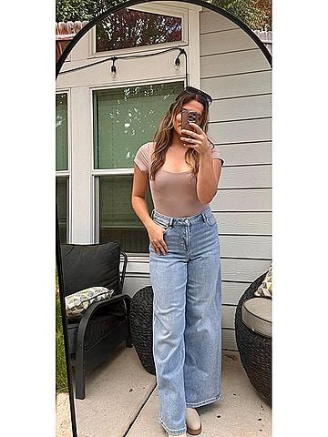 Hidden Jeans Clean Stretch High Rise Wide Leg Jeans in Medium Light (view 2)