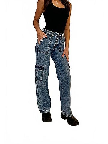 Hidden Jeans High Waist Dad Jeans in Medium Wash (view 2)