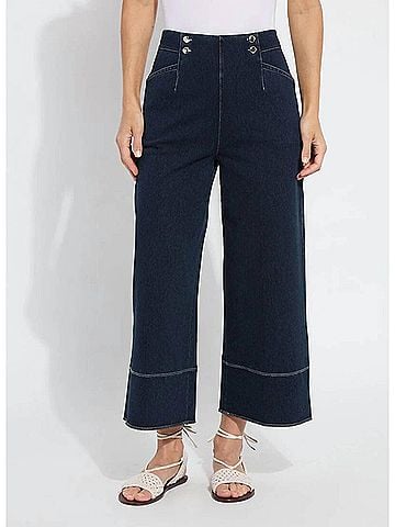 Lyssé Dion Sailor Crop Palazzo Denim Jeans in Indigo (view 2)