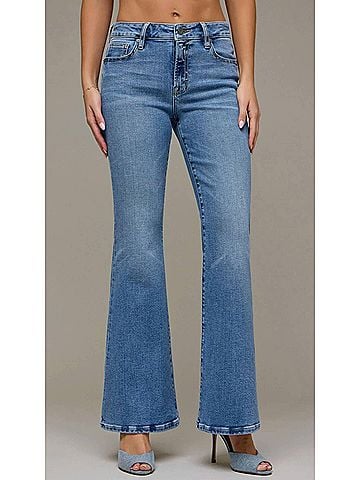 Hidden Jeans Mid Rise Full Length Flare Jeans in Medium Wash (view 2)