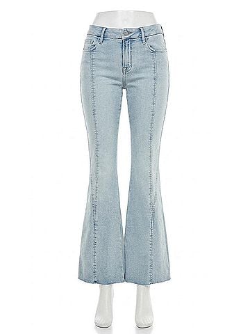 Hidden Jeans Mid Rise Full Length Seam Detail Flare Jeans in Vintage Wash (view 1)