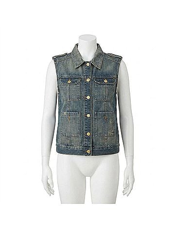 Hidden Jeans Womens Distressed Denim Vest in Denim Blue (view 1)