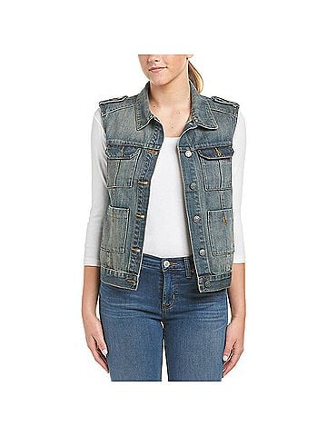 Hidden Jeans Womens Distressed Denim Vest in Denim Blue (view 2)