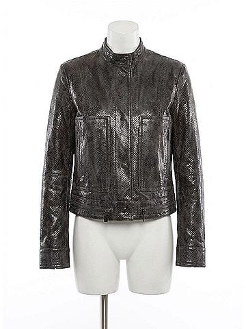 Lyssé Bennett Patent Vegan Leather Jacket in Liquid Mocha Snake (view 1)