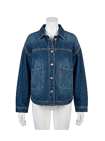 Risen Relaxed Fit Denim Jacket in Dark Wash (view 1)