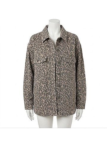 Hidden Jeans Chrissy Leopard Button Up Jacket in Cheetah (view 1)