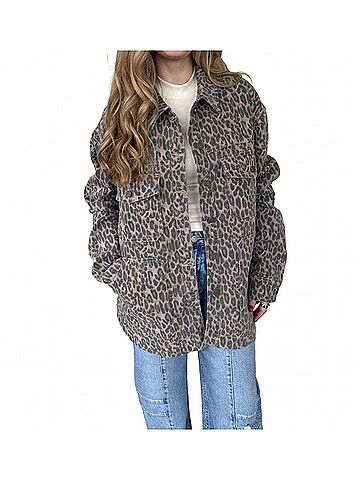 Hidden Jeans Chrissy Leopard Button Up Jacket in Cheetah (view 2)