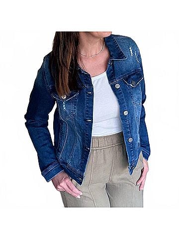Risen Classic Charm Denim Jacket in Blue (view 2)