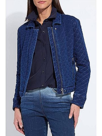 Lyssé Elora Quilted Jersey Jacket in Indigo (view 2)