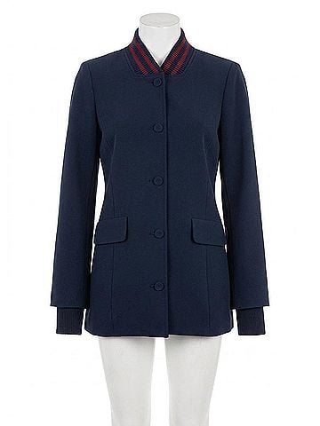 Favorite Daughter Women's Long Sleeve Varsity Blazer in Navy/Vino (view 1)