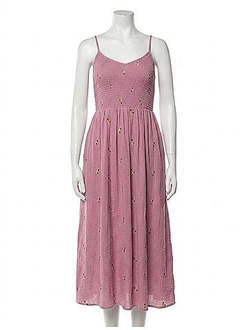 Mystree Lottie Embroidered Smocked Midi Dress in Cool Soft Pink (view 1)