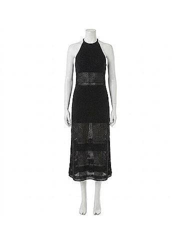 Bella Dahl Halter Crochet Midi Dress in Black (view 1)