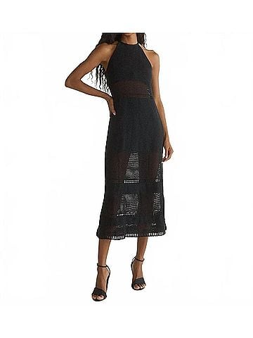 Bella Dahl Halter Crochet Midi Dress in Black (view 2)