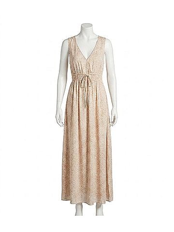 Bella Dahl V-Neck High-Low Midi Dress in Salvador Sand Print (view 1)