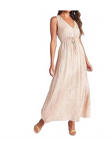 Bella Dahl V-Neck High-Low Midi Dress in Salvador Sand Print (view 2)