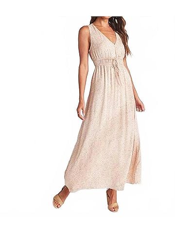 Bella Dahl V-Neck High-Low Midi Dress in Salvador Sand Print (view 2)