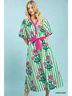 Umgee Stripes Green Stripe Mixed Midi Dress in Green Size L - photo 2