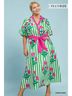 Umgee Stripes Green Stripe Mixed Midi Dress in Green Size L - photo 4