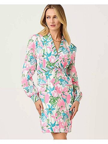 Lilly Pulitzer Phillipa V-Neck Stretch Dress in Resort White Viney Liney (view 2)