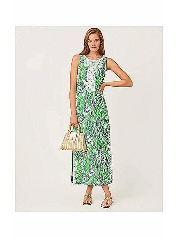 Lilly Pulitzer Marleigh Maxi Shift Dress in Putting Green Oversized Lilly Of The Valley (view 2)