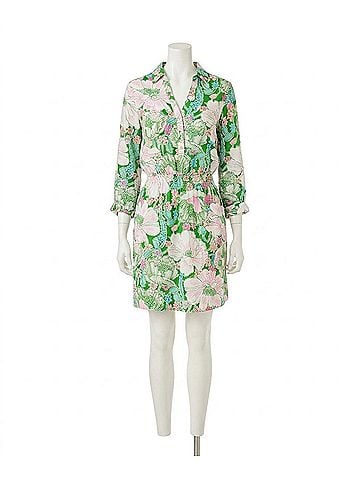 Lilly Pulitzer Abralynn Mini Shirt Dress in Putting Green Poppyland (view 1)