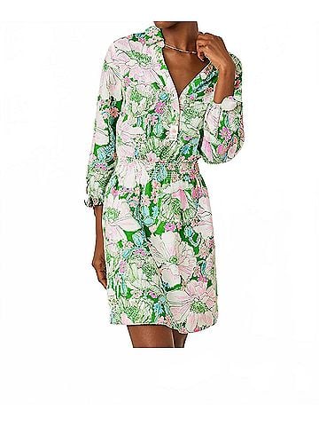 Lilly Pulitzer Abralynn Mini Shirt Dress in Putting Green Poppyland (view 2)