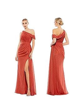 Mac Duggal Ieena for Mac Duggal One Shoulder Draped Chiffon Gown Cocktail Dress (view 1)
