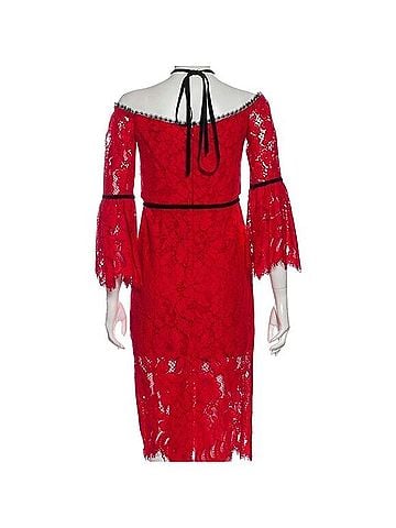 Alexis Redlace Strapless Dress With Sleeves Cocktail Dress (view 2)