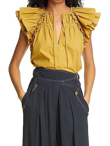 Ulla Johnson Liv Short Sleeve Blouse (view 1)