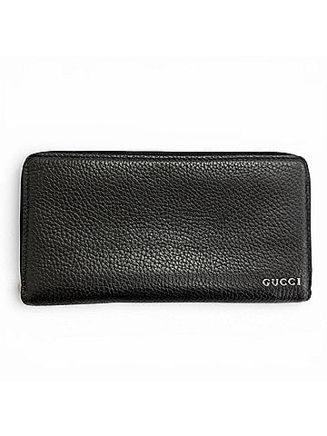 Gucci GUCCI 771154 Logo Zip-Around Wallet, Leather Long Simple Design, Black with Silver Hardware, Made in Italy, Men's, Comes Box (view 1)