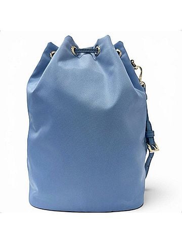Prada PRADA 1NS369 Recycled Polyamide Triangle Logo Partial Leather Re-Nylon Drawstring Bag Handbag Light Blue Made in Italy Men's (view 2)
