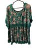 Torrid Floral Green Pink Short Sleeve Blouse Size 4X - photo 2