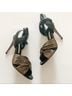 Veronica Beard 100% Leather Solid Black Gold Sandals Size 9 - photo 4