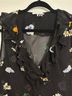 Ganni 100% Viscose Floral Black Yellow Sleeveless Blouse Size 6 - photo 4