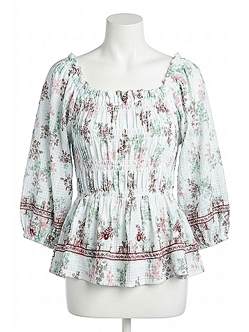 Easel Floral Print Gauze Top in Natural (view 1)