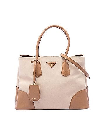Prada Medium Canvas and Saffiano Cuir Double Satchel (view 1)
