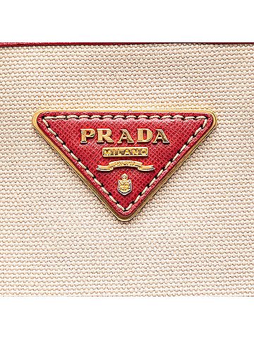 Prada Saffiano Trimmed Canvas Canapa Logo Satchel (view 2)