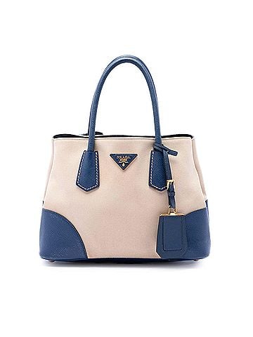 Prada Small Saffiano Cuir Trimmed Canvas Double Satchel (view 1)