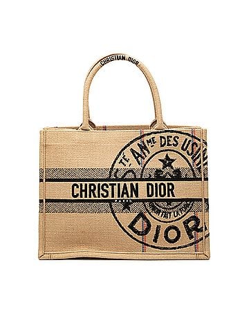 Dior Medium Jute Embroidered Book Tote (view 1)