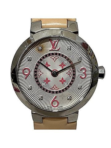 Louis Vuitton Louis Vuitton Tambour Monogram PM Watch, Verny, Total Weight 36.3g, Stainless Steel, Genuine Leather Strap, Quartz Movement, White Dial, Q12MG (view 1)