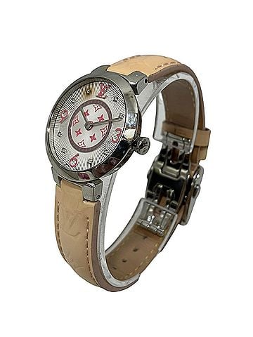 Louis Vuitton Louis Vuitton Tambour Monogram PM Watch, Verny, Total Weight 36.3g, Stainless Steel, Genuine Leather Strap, Quartz Movement, White Dial, Q12MG (view 2)